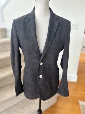 Kinloch Anderson Gray Unlined Two Button Lightweight Summer Blazer Career Office